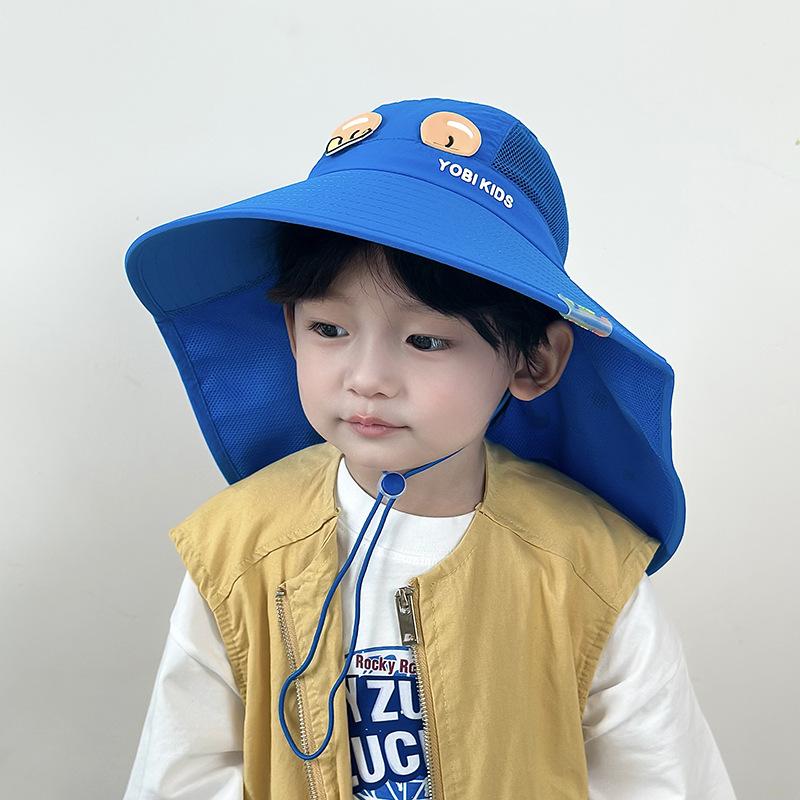 Children's Hat Summer Cartoon Sun Protection Sun Hat Face Protection UV Mesh Breathable Boy and Girl Shawl Hat