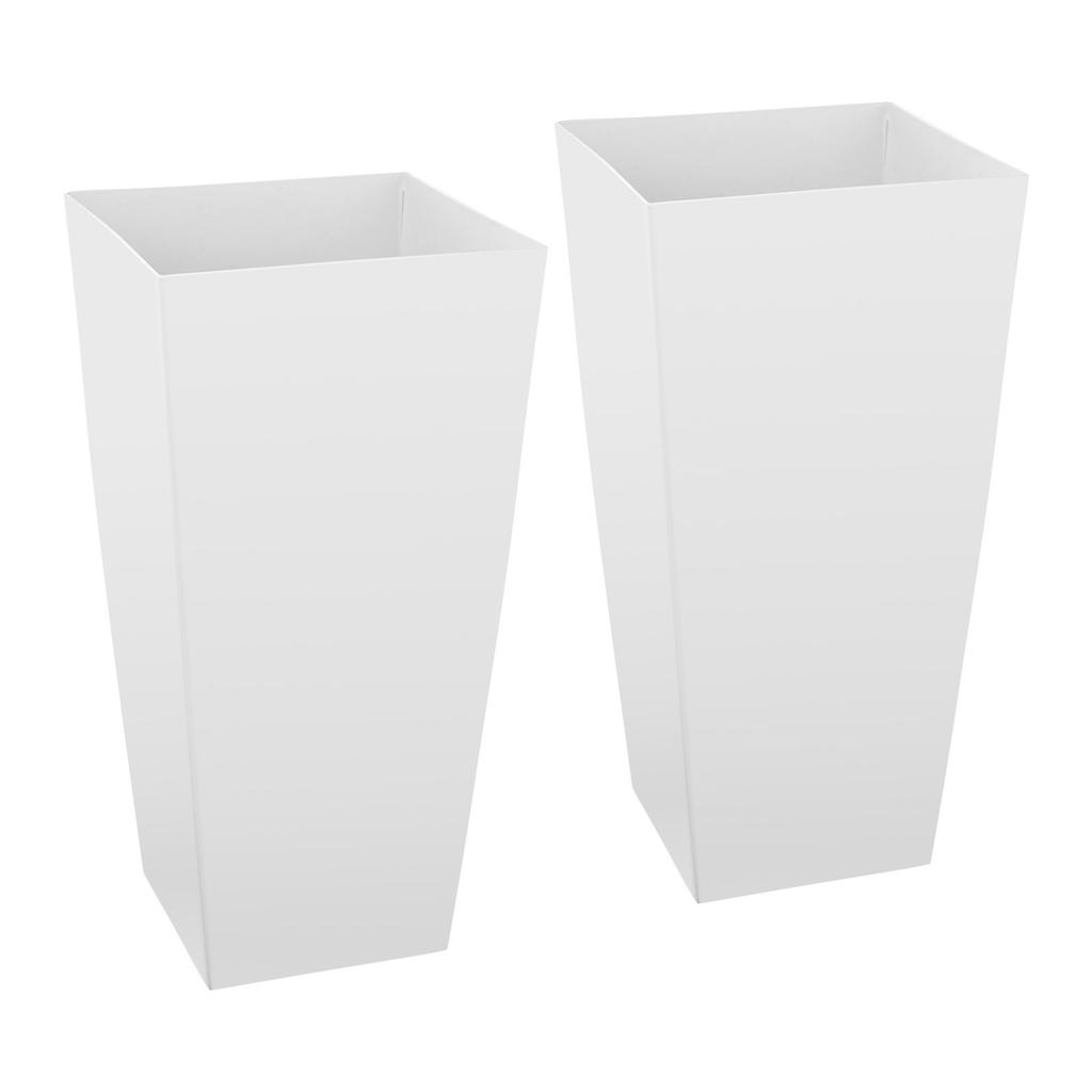 Tall Planters Set of 2, 665 Mm Large Outdoor Taper Planters for Outdoor Indoor Plants, Front Porch Plastic Modern Flower Pots with Casters, Inner Pot