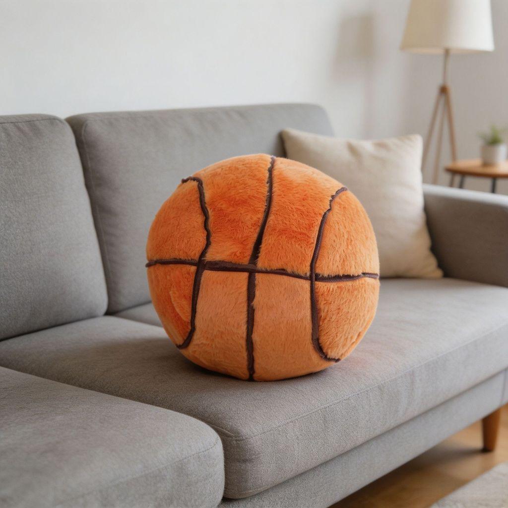 Basketball Plush Pillow With Soft Faux Bunny Fur For Sports Fans Comfort