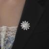 Womens Jewelry Four Petal Flower Brooch French Style Stainless Steel Gold Color Trendy Pin for Wedding Office Gift
