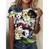 Summer New Women's 3D Digital Print T-shirt Loose Casual Round Neck Short-sleeved Creative Animal Print Top Y2K Streetwear