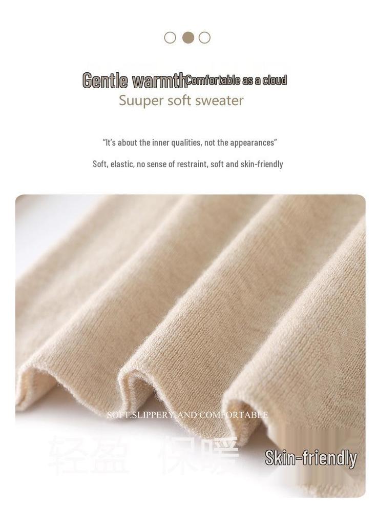 Women's Warm Embroidered High Neck Knit Wool Sweater - Semi-Thin Pullover for Autumn/Winter
