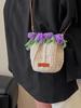 Water Bucket Bag For Women With Knitted Material And Rose Bouquet Design For Daily Use