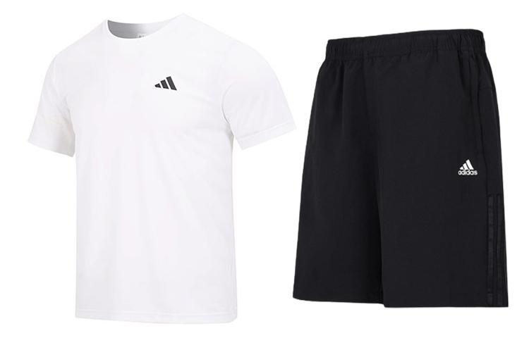 Men's Adidas Casual Sportswear Men's White+Black Crew Neck Moderate