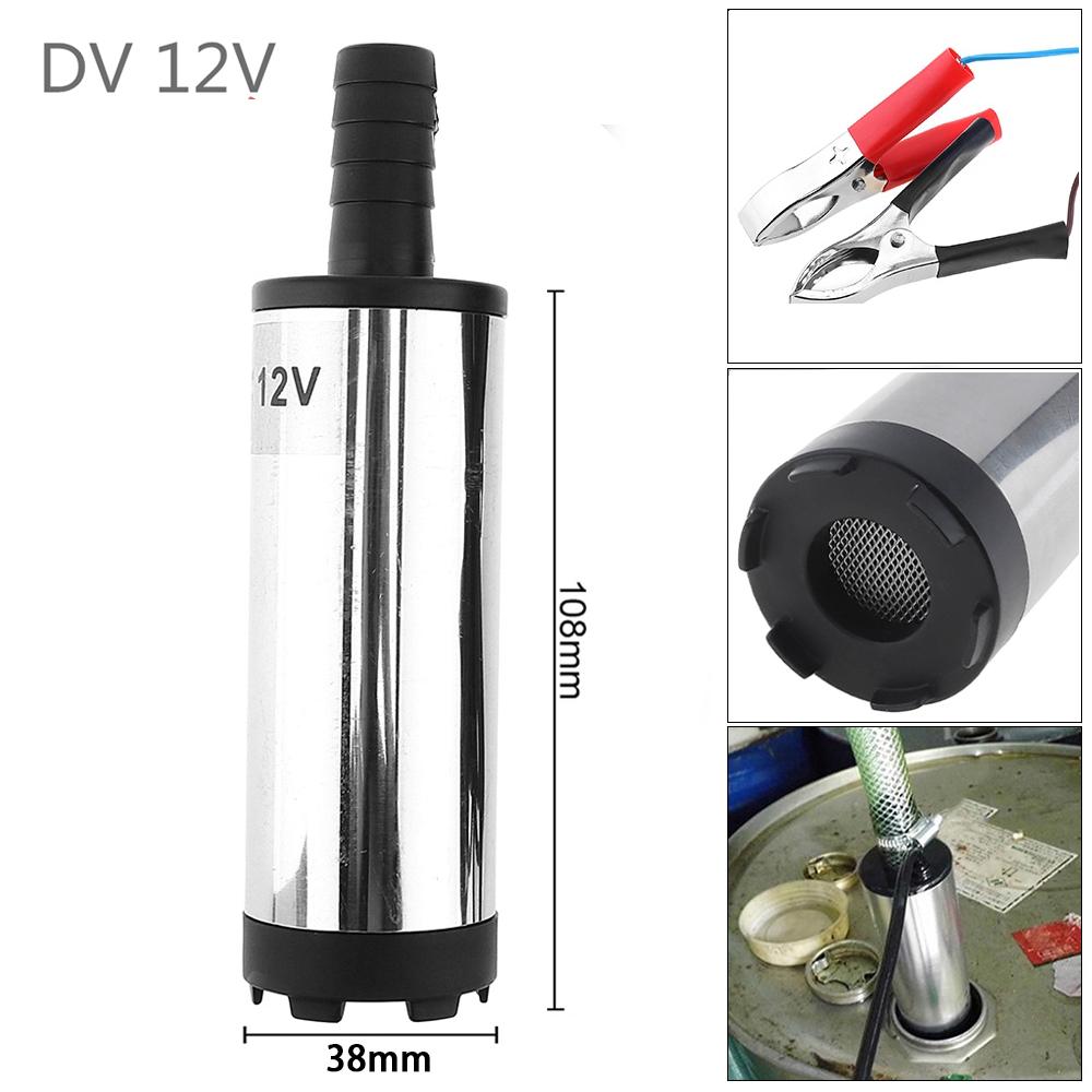 DC 12V 24V 38MM Portable Mini Car Electric Submersible Pump fit for Diesel Fuel Pump Water Oil Barrel Pumps with 2Alligator Clip