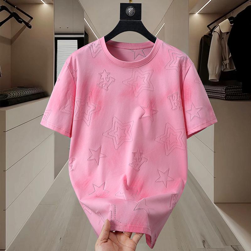 4XL-11XL Большие размеры Топы Летние футболки больших размеров Мужская винтажная одежда Модная футболка с коротким рукавом 11XL170kg-185kg розовый 2419₽