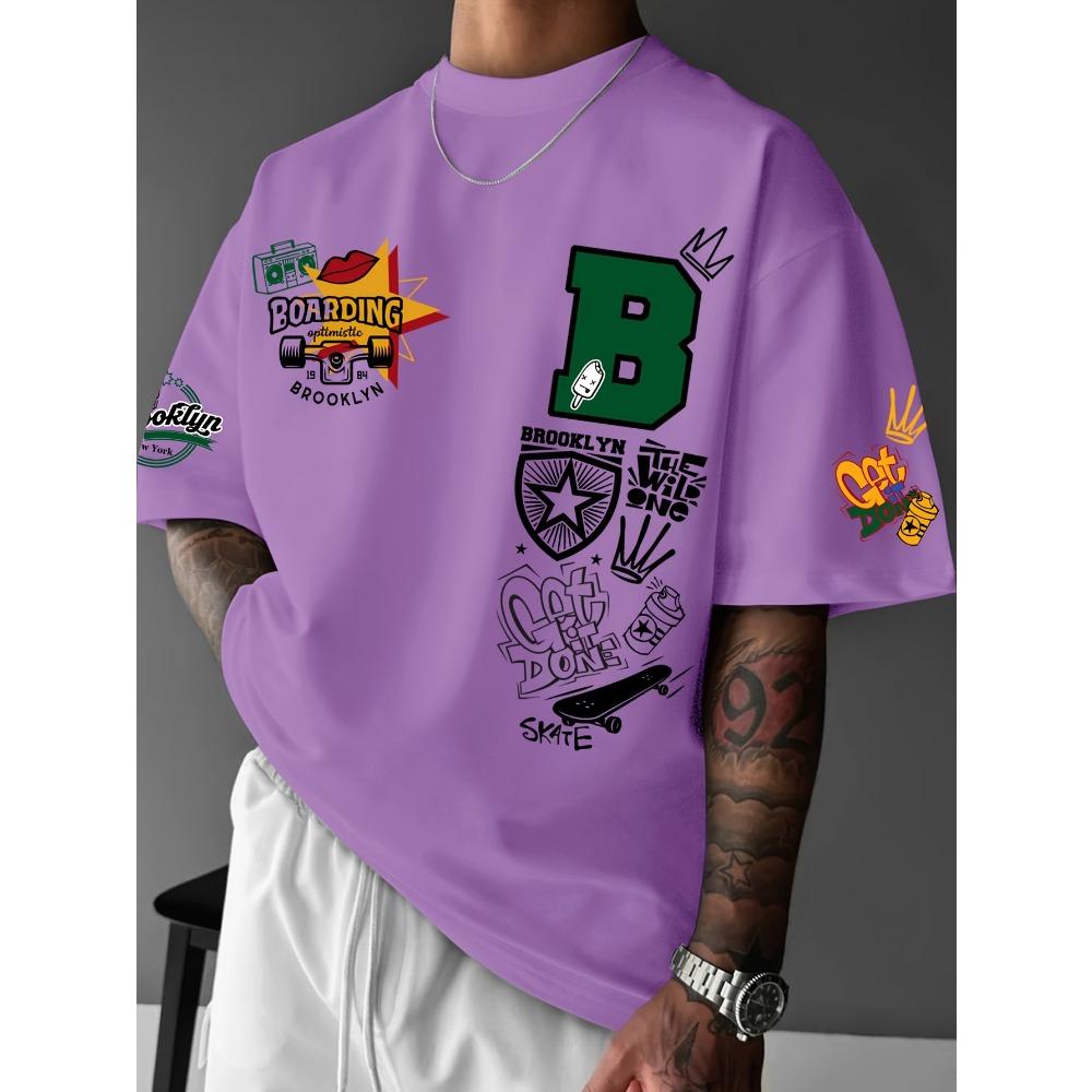 

Летняя мужская футболка с принтом букв Brooke, удобная, дышащая, с круглым вырезом, уличный стиль, топ для улицы 6XL