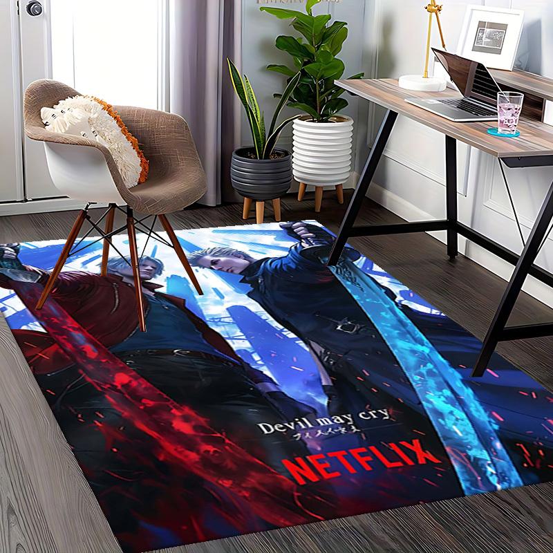 1pc Devil May Cry Dante & Vergil Anime Cartoon Design Office Chair Mat Non-Slip Carpet for Home Decor, Suitable for All Seasons.Y024