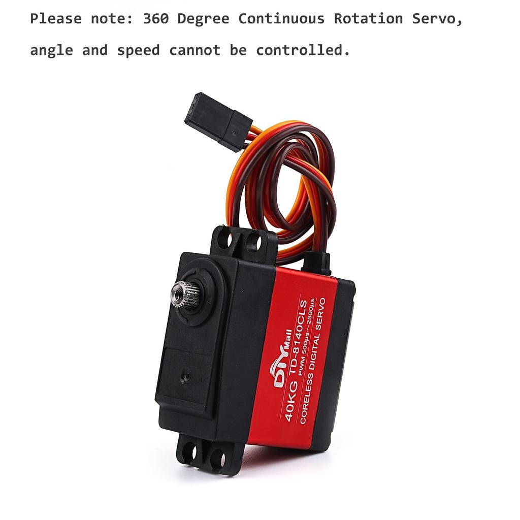 DIYmall 40KG Digital Servo, High Voltage, High Torque, Coreless Motor, Metal Gear, 360° Continuous Rotation Servo for Cars, Robots, Helicopters