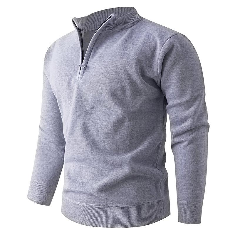 2025 Winter Men s Stand Collar Half-Zip Velvet Pullover Knitwear - Large Size Casual Base Layer M