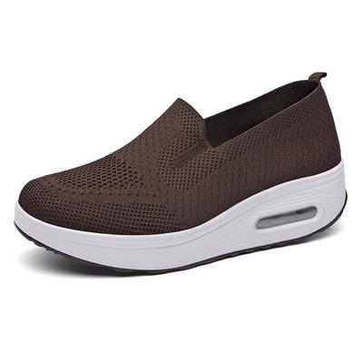 Women's Shoes Spring Solid Color Breathable Fly-woven Shoes One-pedal Women's Sports Shoes Socks Mouth Bevel Single Shoes