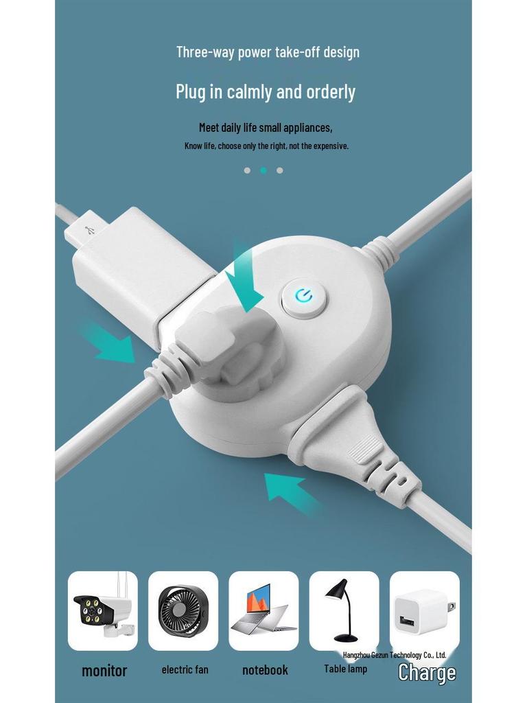 Multi-Socket Power Strip Extension Cord with Switch