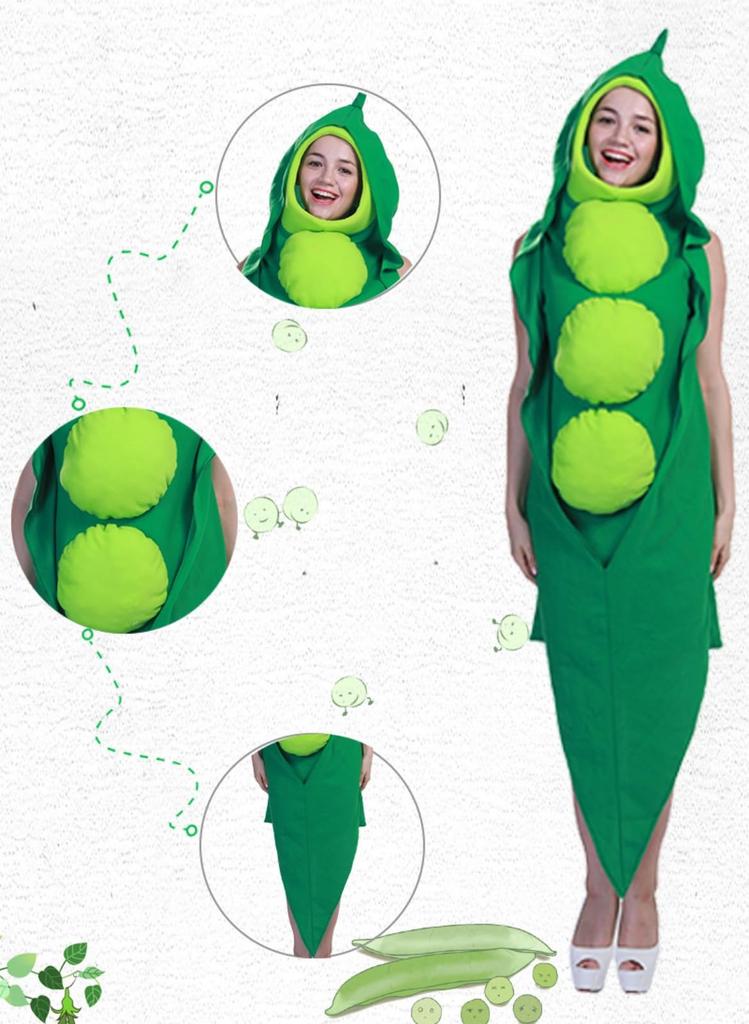 COSSA Halloween Funny and Hot Dog Bean Adult Costumes Banana, Pea, Vegetable, Costumes, Costumes, Unisex, (Pea)