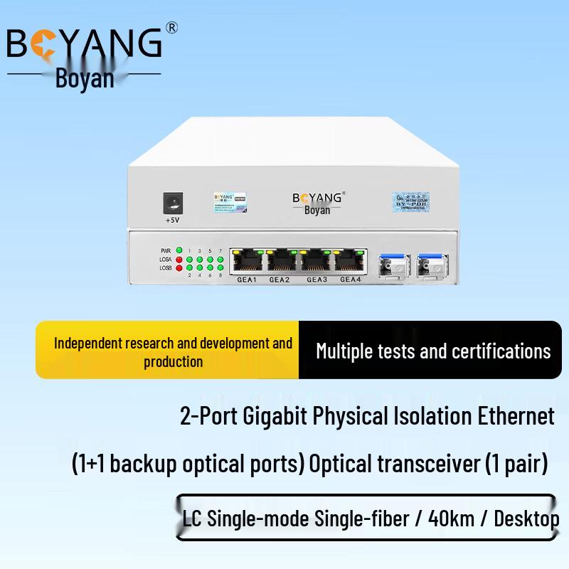 

BOYANG Dual-Port Gigabit Isolated Fiber Optic Transceiver