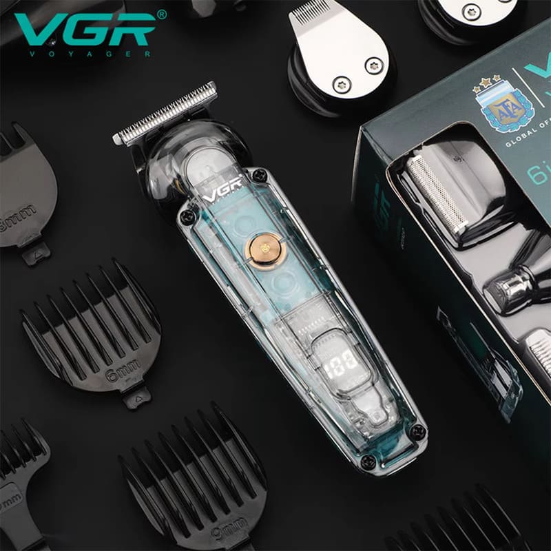 Six-in-one Hair Clipper with Transparent Digital Display  Nose Hair Trimmer Sideburn Shaving Device for Men  Safe and Skin-friendly Hair Trimming