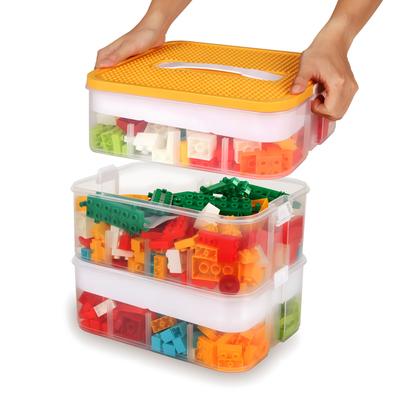 Children's Toy Storage Box with Lid for Lego, 3-Tier Stackable Container Box, Puzzle, Block Set, Clear Organizer, Figure Toy Storage Box, Toy Storage