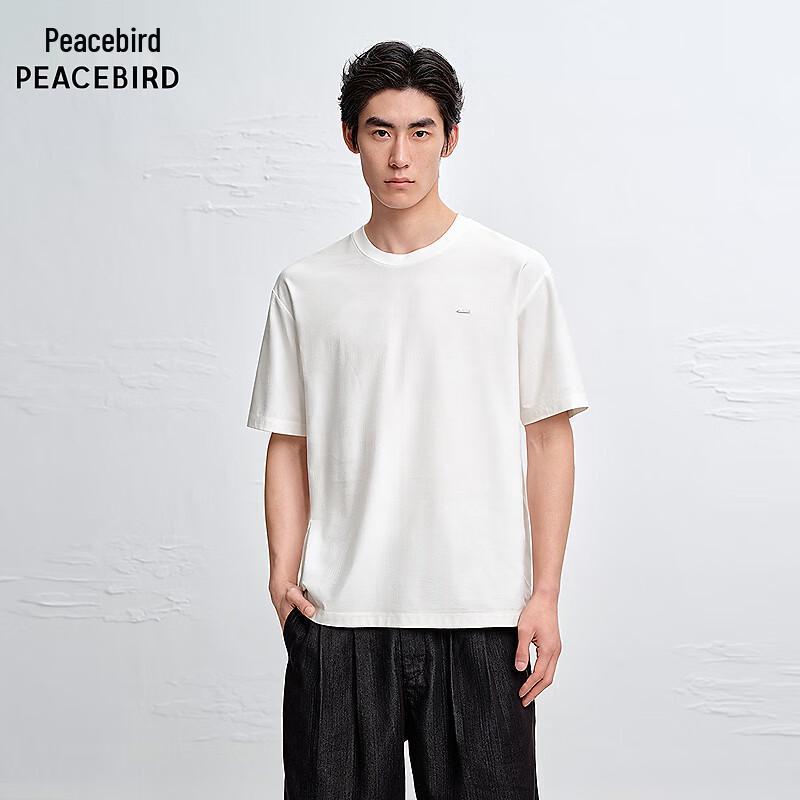 PEACEBIRD Men s Jacquard Round Neck Short Sleeve T-shirt S