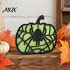 Indoor Halloween Atmosphere Lighting Glow-in-The-Dark Pumpkin, Spooky Wooden Pumpkin Ornament, Black Cats Luminous Ornament Bats Ghosts Silhouette