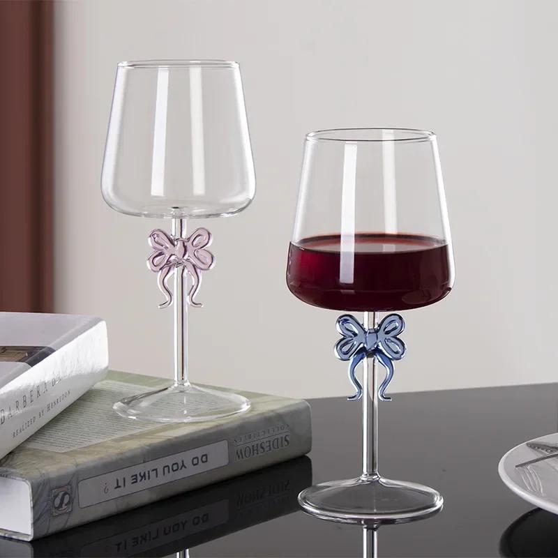 Bow Wine Glass Goble Tred Wine Glass Creative Internet Celebrity Bow Champagne Glass Home Wine