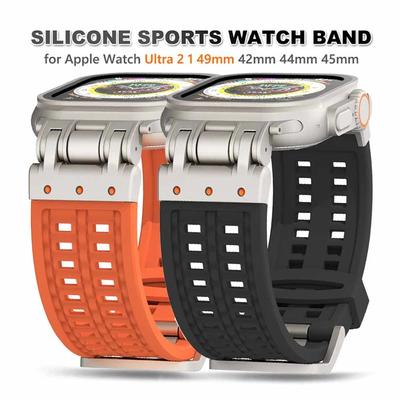 Correa de silicona suave para Apple Watch Ultra 2 de 49 mm, correa deportiva de goma para IWatch Series 9 de 45 mm, 8, 7, 6, 5, 4 SE, pulsera para hombre de 44 mm y 42 mm
