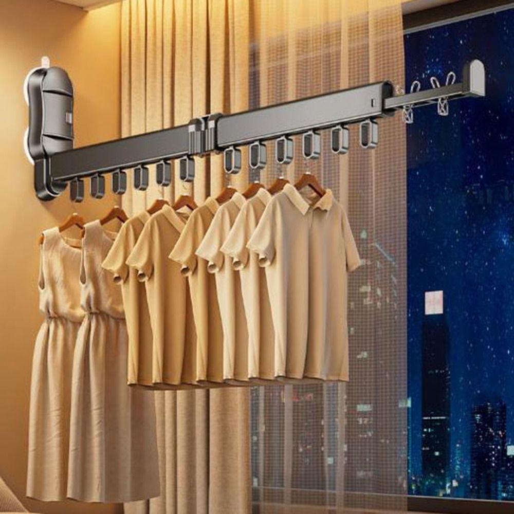 Large Capacity Folding Clothes Rack Wall Mounted Laundry Hanger Clothes Drying Rack  Towels