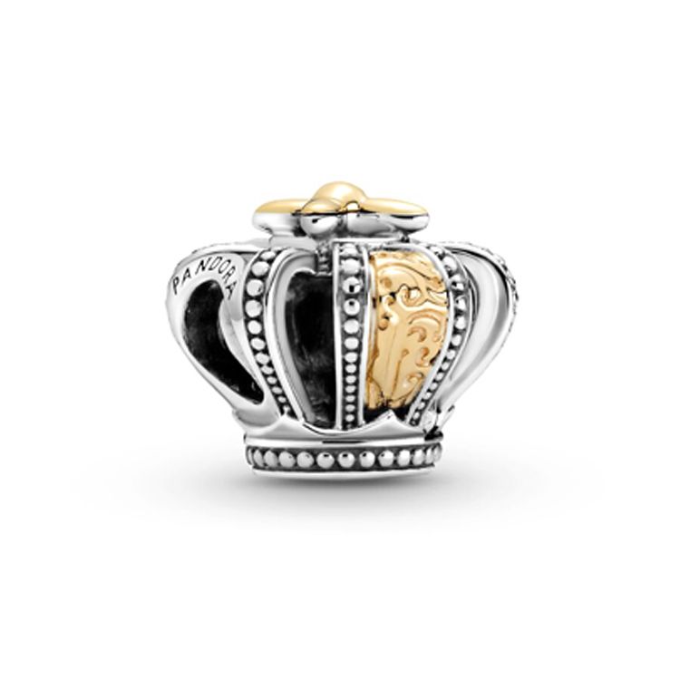 Pandora Two-Tone Crown Charm Unisex Charm 799340C00 Sterling Silver
