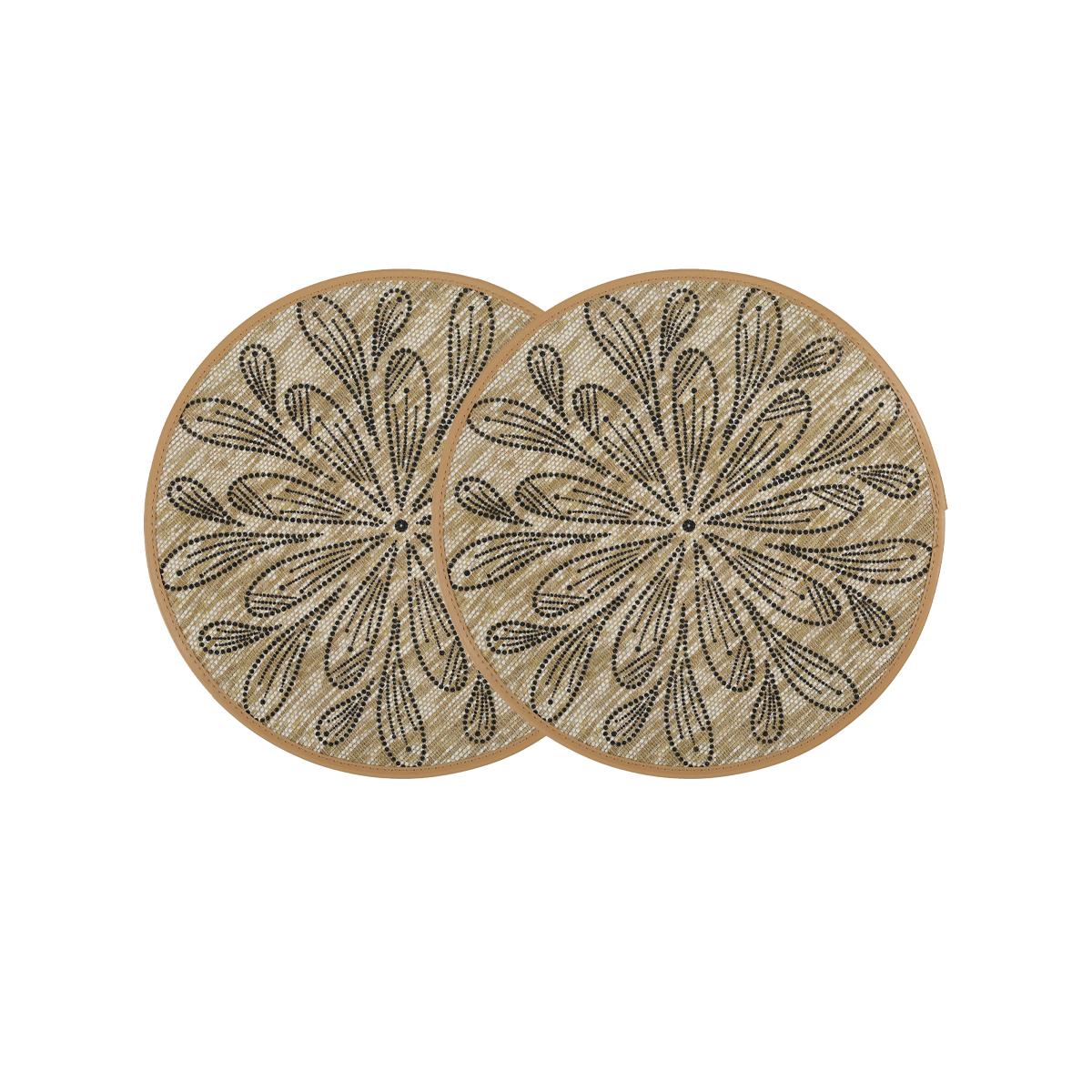 

2/4/6/8pcs Bohemian Jute Placemats Set, Non-Slip Round Dining Table Mats for Kitchen, Wedding, Home Decorplacematfordining table 38cm&Flower чёрный