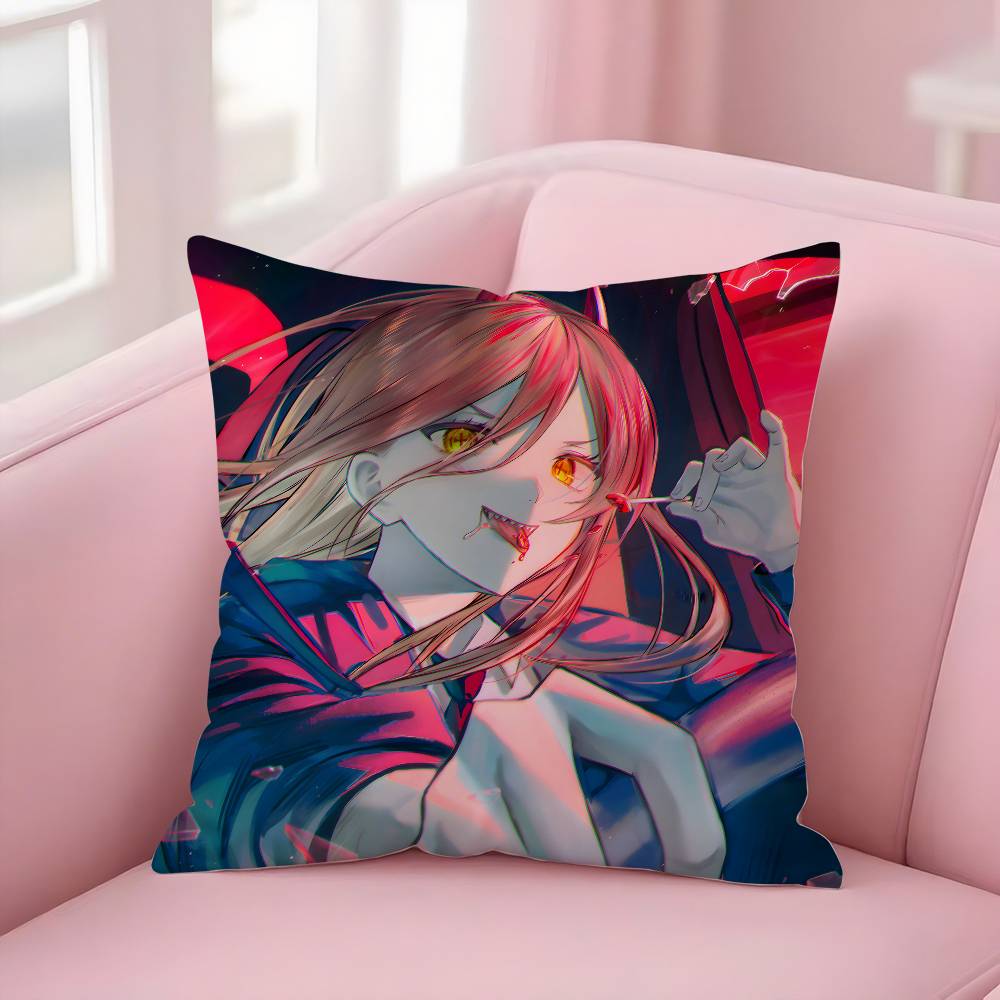Popular Anime C-Chainsaw Mans Pillow Case Soft Plush Fabric Double Sided Print Decorative Home Living Room Gift Cushion Cover