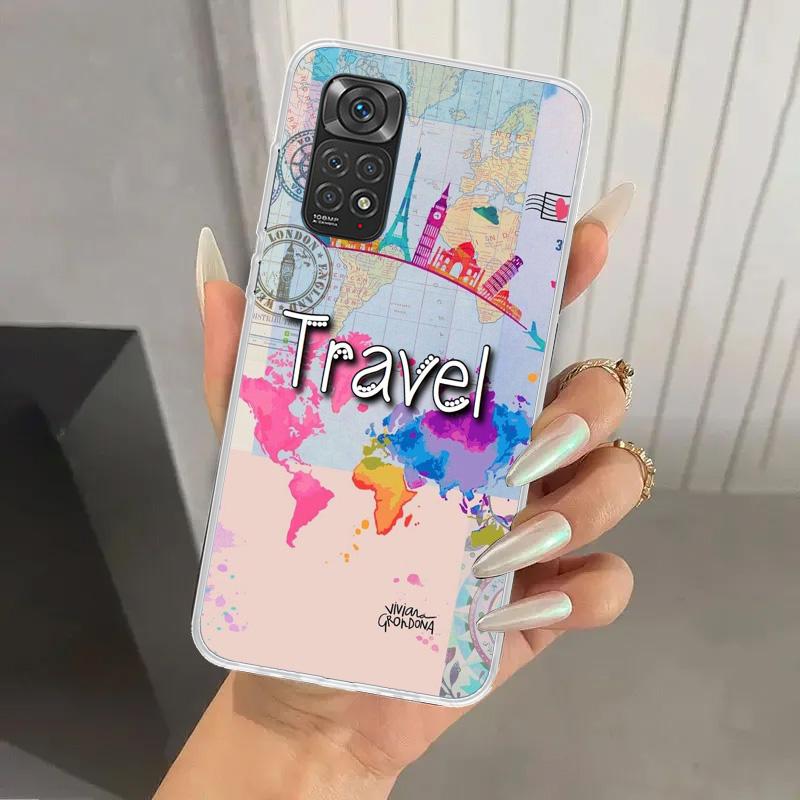 World Map Travel Plans Phone Case for Xiaomi Redmi Note 14 13 12S 12 11S 11 Pro Plus 11T 11E 10S 9 9S Soft Funda Print Shell Not