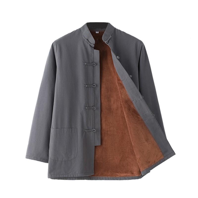 Men’s Winter Cotton Padded Tang Suit Jacket - Chinese Style Stand Collar for Middle-aged and Elderly