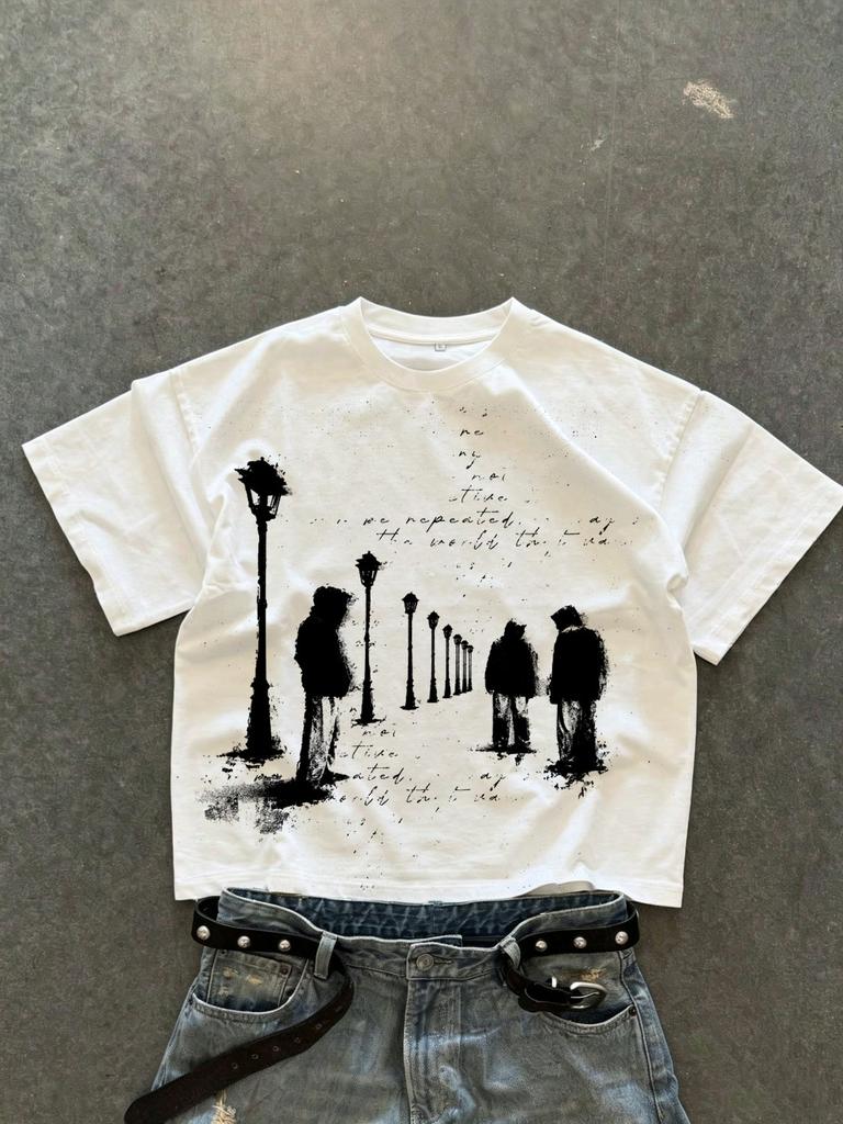 Summer New Arrival Relaxed Fit Crew Neck Designcasual And Stylish Leading Streetwear Trends Printed Tshirt Unisex Style