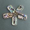 1Pc, Natural Abalone Shell Rectangle Pendant Iridescent Golden Trim Charms for DIY Boho Jewelry Making Necklace & Earrings