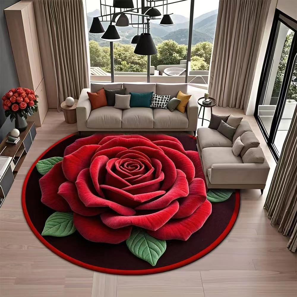 

3D Коврик для пола Цветочный коврик для пола Гостиная Домашний ковер Круглый Неправильной формы Ковер 120*120cm