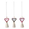 Handmade Decoeation Weaving Rainbow Heart Keychains Car Rearview Mirror Pendant Auto Interior Accessories