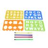 Drawing Stencil Kit Children Number Letter Shape Drawing Template Ruler Pen White Paper Set