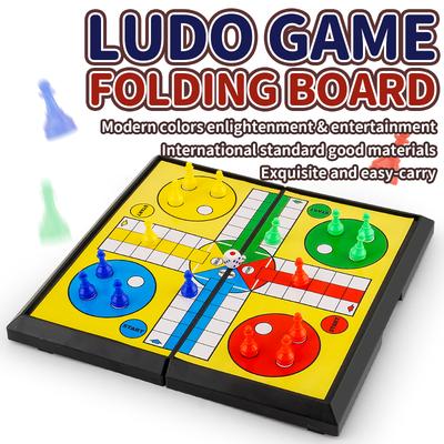 Internationales Ludo-Brettspiel für Kinder: Tragbares faltbares Schachspiel, Lernspielzeug, Party-Tischspiel für Grundschüler