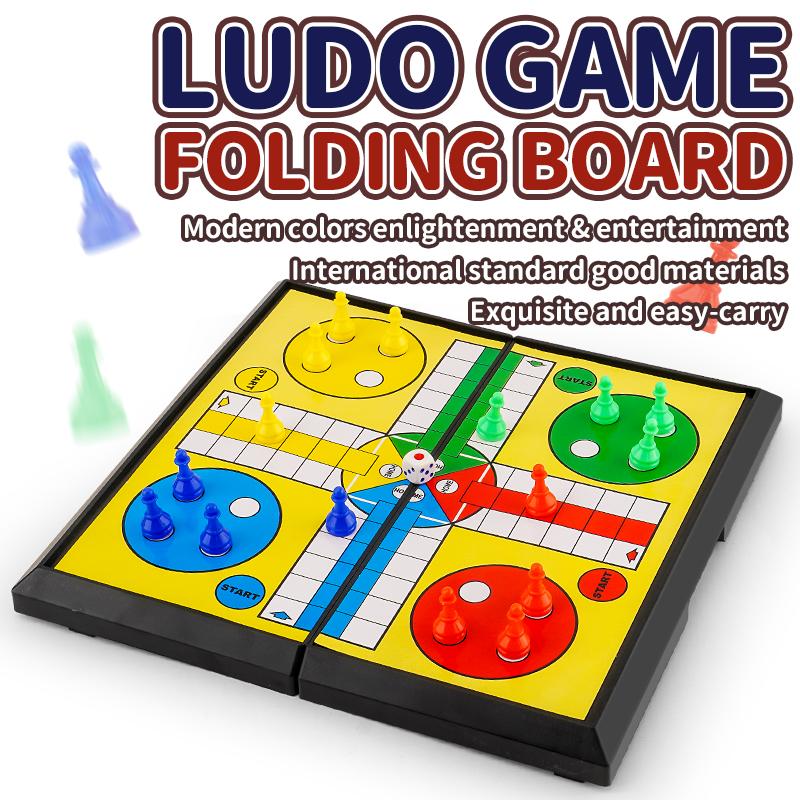 Gioco da Tavolo Ludo Internazionale per Bambini: Scacchiera Pieghevole Portatile, Giocattolo Educativo, Gioco da Tavolo per Feste per Studenti delle Elementari
