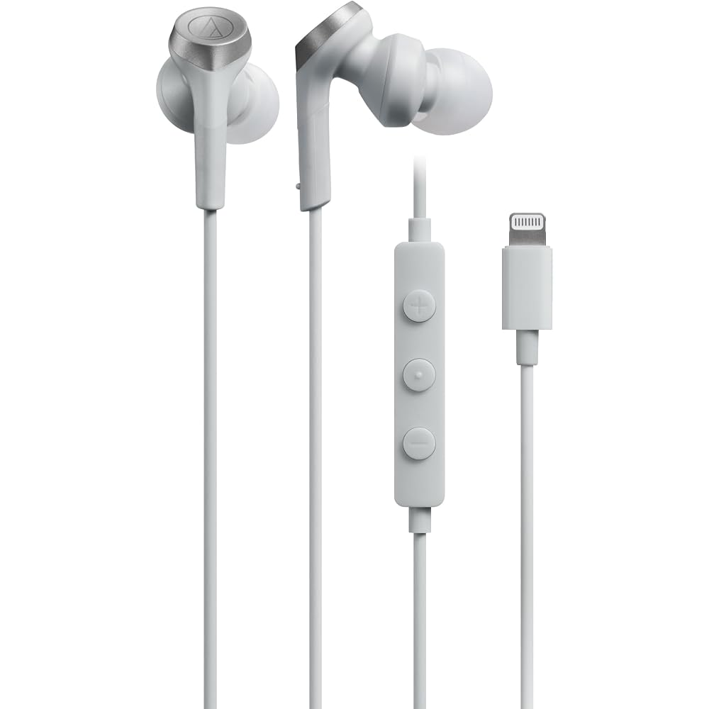 Audio-Technica ATH-CKS330Li Wired Earphones, 1.2m Lightning Cable, with Microphone, for iPhone, D...
