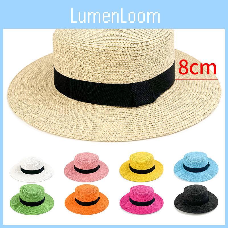 Color Square 20 Buckle Round Straw Hat Summer Travel Sunshade Cap Breathable