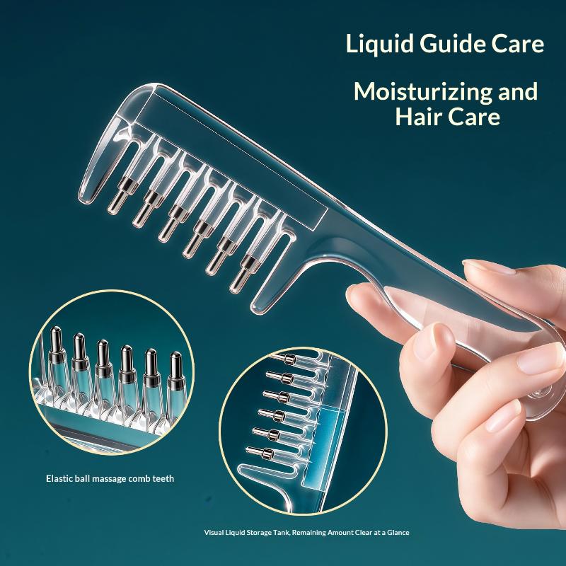 Unisex Transparent Essential Oil Massage Comb Reservoir Rolling Teeth Ergonomic Design for Comfortable Scalp Massage