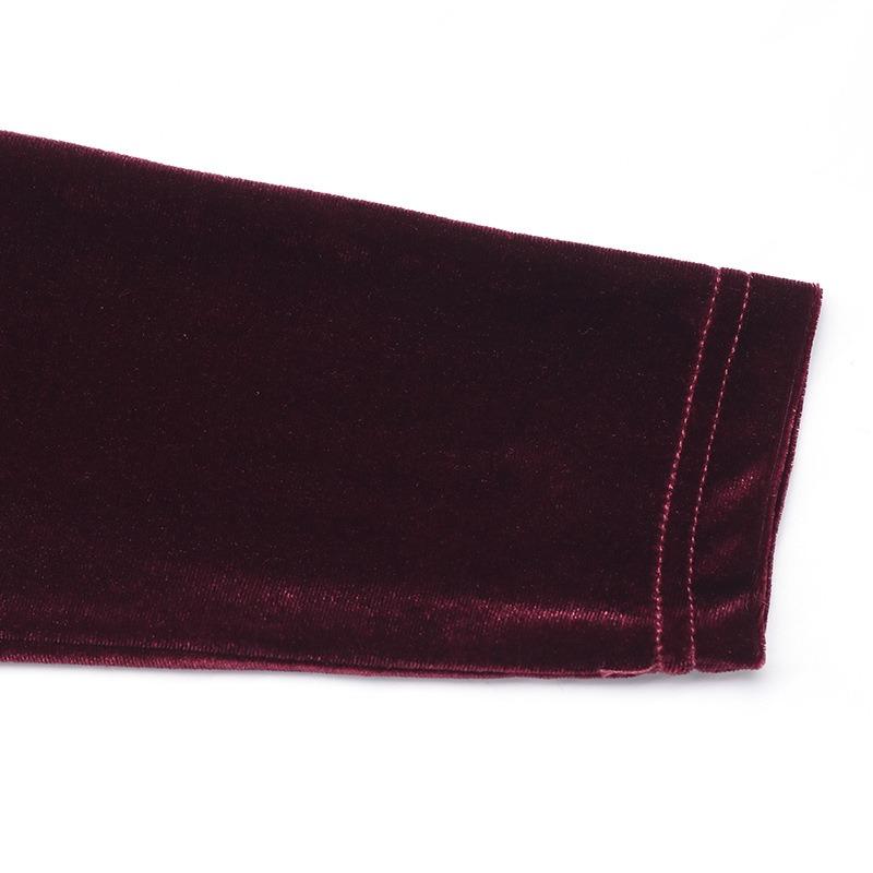 Vestidos de Terciopelo de Color Sólido de Largo Medio con Abertura para Mujer, Nuevos de Otoño