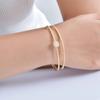 Vnox Shine Double Cuff Bracelet For Women Girls, Gold Color Thin Knot Simple Bangles, Stylish Jewelry Easy Wear
