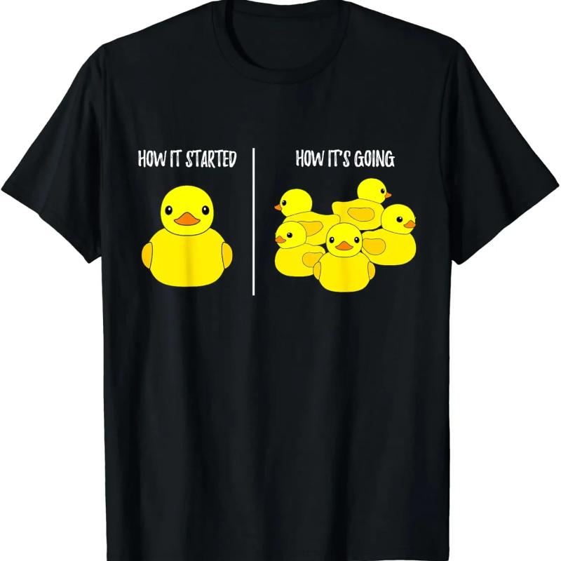 Women s Casual T-shirt, Cute Rubber Duck, Heart Duck, Funny Bird, Fun Duck Fashion T-shirt Graphic T Shirts Summer Streetwear XS