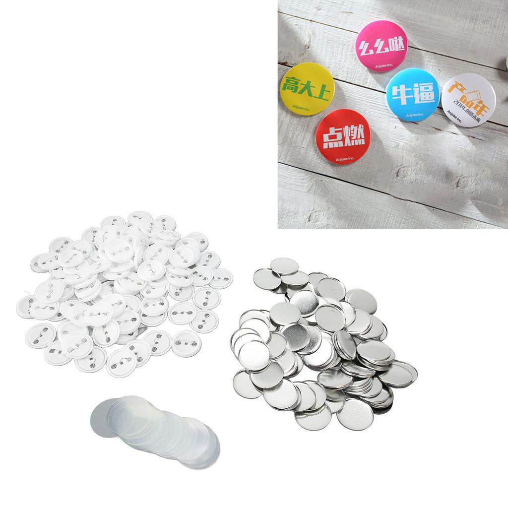 100 Set Pin Back Button Parts Tinplate Plastic Base Rustproof Widely Used Button Making Supplies for