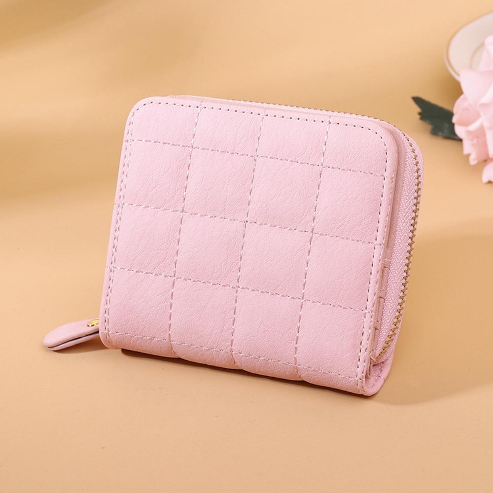 

Minimalist PU Leather Women Wallets 6 Colors Korean Style Zipper Wallet Large Capacity Coin Purse Women розовый