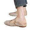 French woven hollow breathable flat-soled single shoes literary sweet hole shoes with soft leather soft-soled Mary Jane sandals