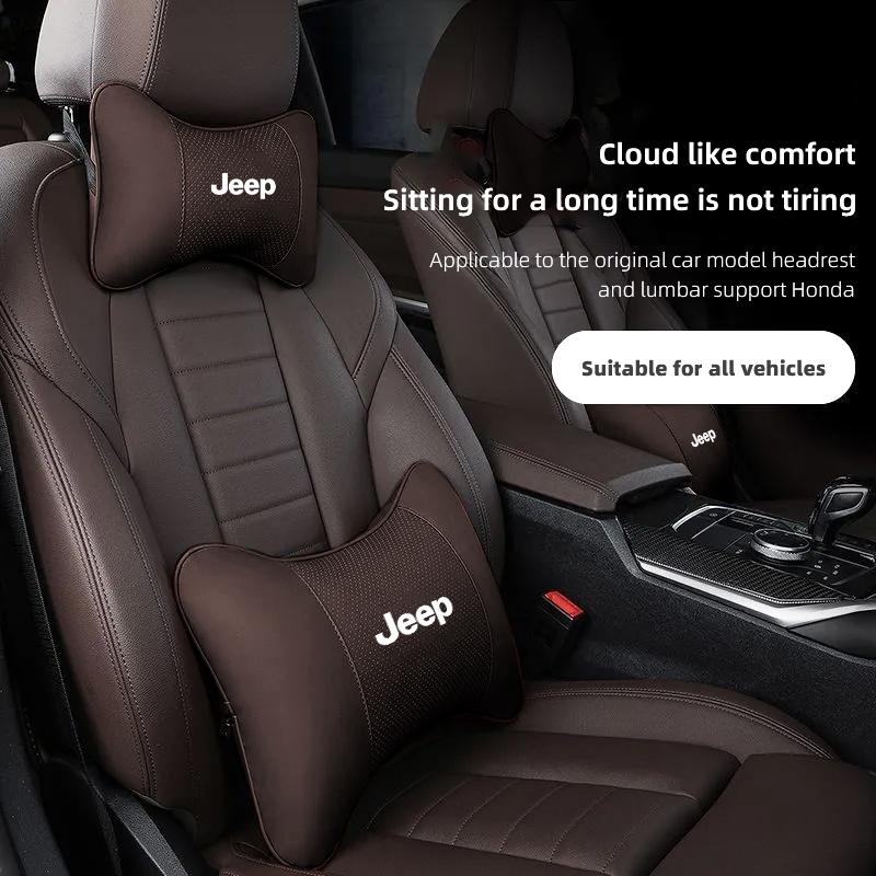 Per Jeep Cuscino per Collo per Sedile Auto Poggiatesta in Pelle Supporto Lombare per Jeep Grand Cherokee Wrangler JK Gladiator Compass Ren