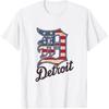 Nate Willis Detroit American Flag Old English D T-Shirt - Men's Black Small Modern Classic Letter Print Short Sleeve T-Shirt