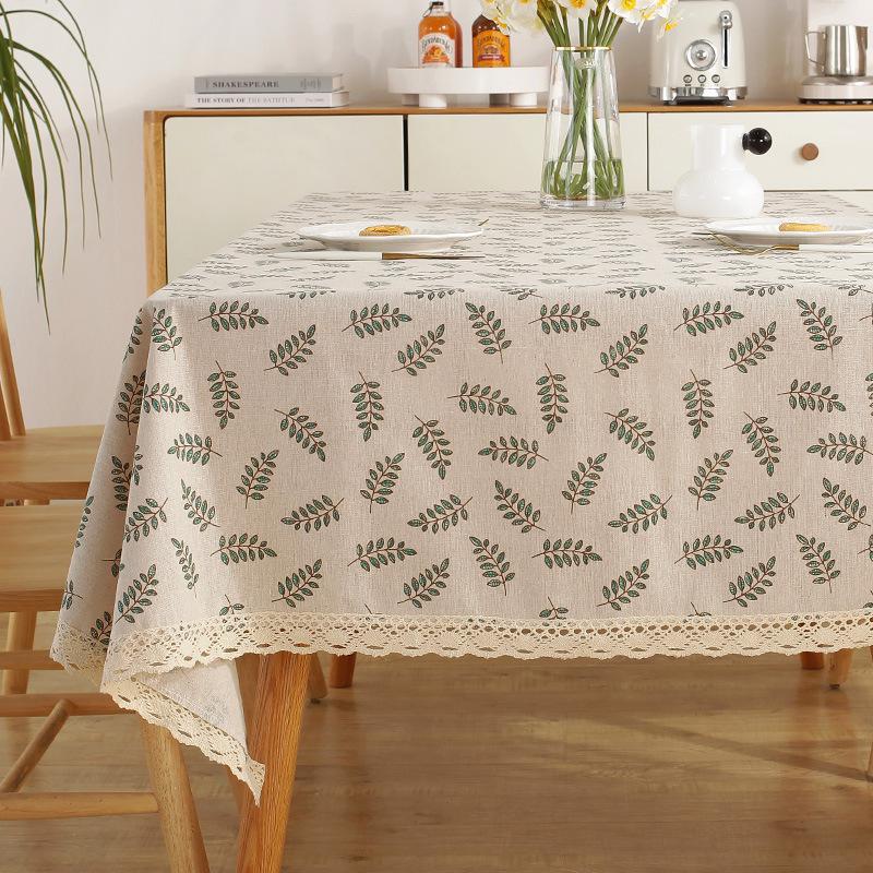 Cotton and Linen Tablecloth Fabric Net Red Girl Heart Plaid Desk Mat Rectangular Small Fresh Coffee Table Mat Table Cloth