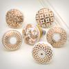 6 Pack Round Floral Ceramic Decorative Gold Drawer Knobs for Kitchen Cabinet Hardware, Vintage Door Dresser Pulls